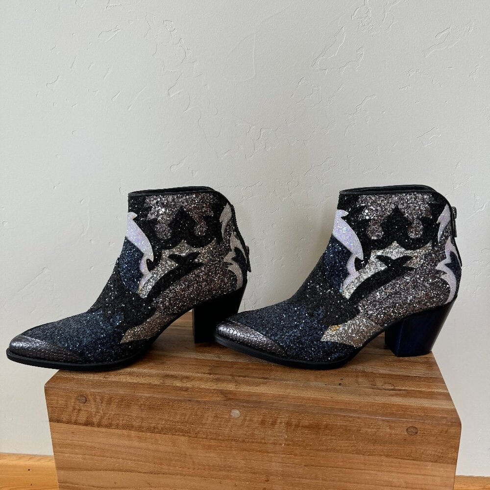 Zadig & Voltaire Cara Glitter Western Boots – Navy Leather - Picture 3 of 5